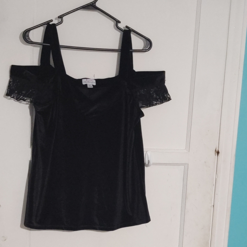 Velvet V-Neck Cold-Shoulder Top - Sweet Pea